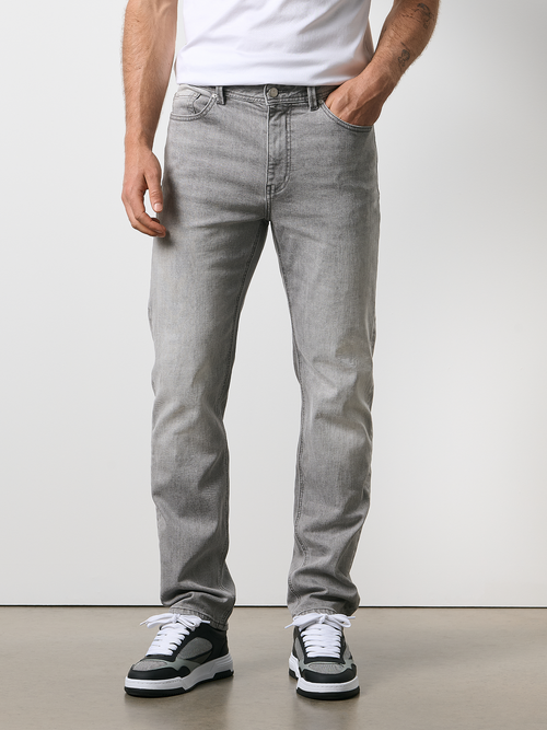 Straight Leg Denim Jeans Light Grey