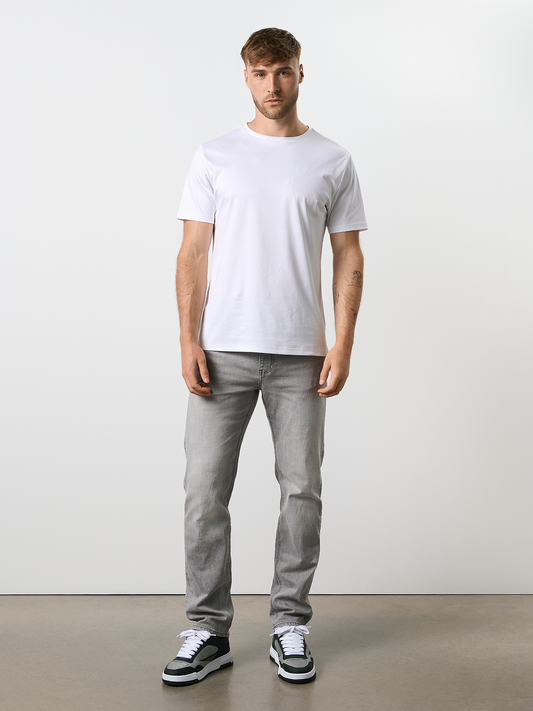 Straight Leg Denim Jeans Light Grey