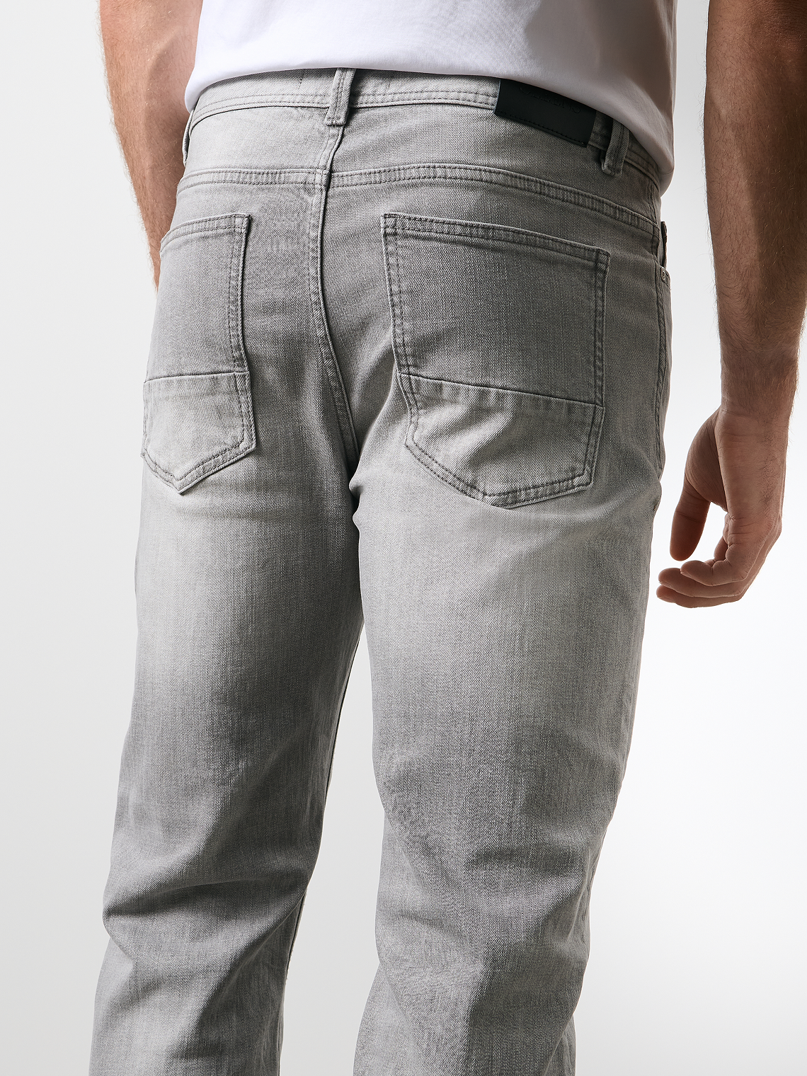 Straight Leg Denim Jeans Light Grey