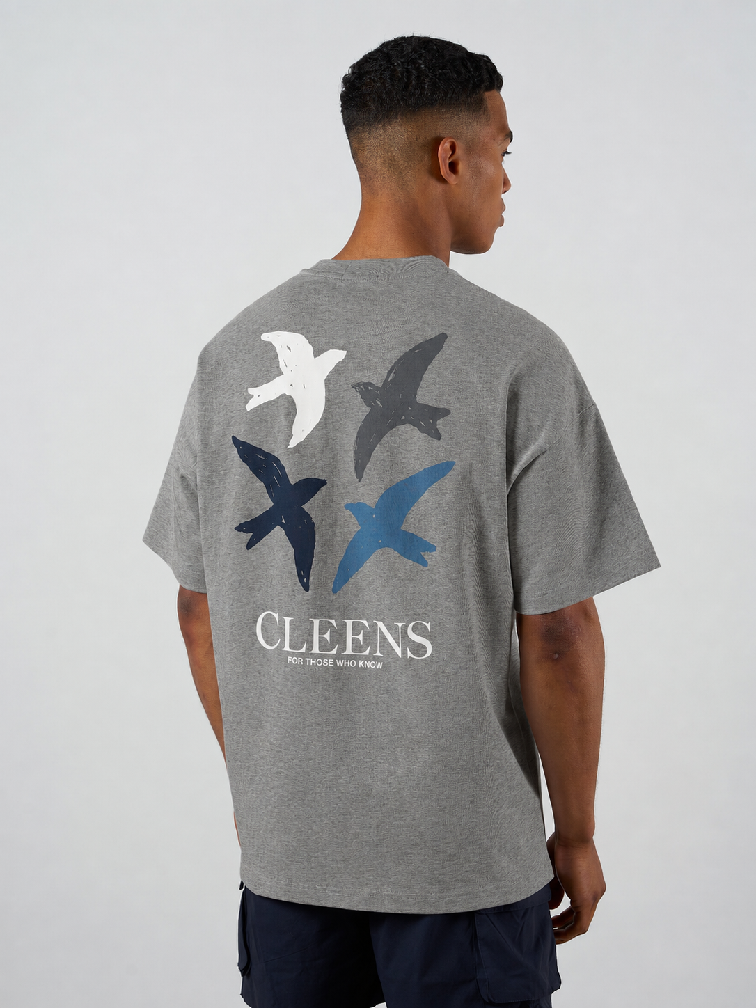Bird Graphic T-shirt Mid Grey Marl