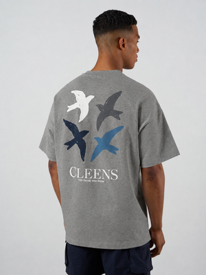 Bird Graphic T-shirt Mid Grey Marl