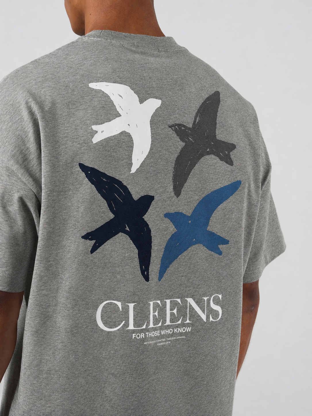 Bird Graphic T-shirt Mid Grey Marl