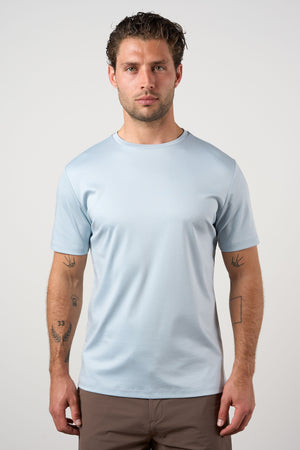 Mercerised Cotton T-shirt Light Blue